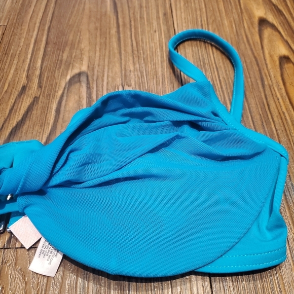 Victorias Secret Blue Teal Bikini Top Wired Mesh Twist Front Swim Beach Pool 34D - Picture 8 of 8